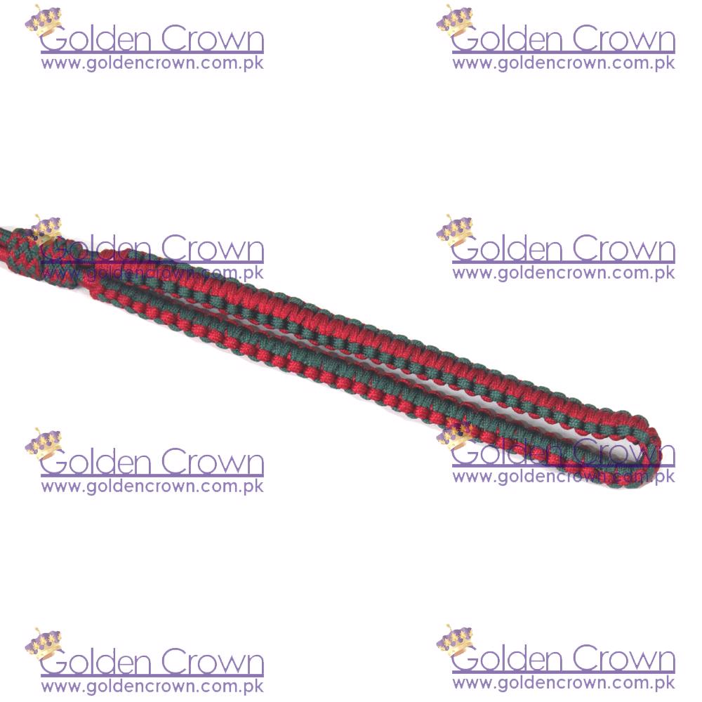 Product image - Military Lanyard, Military Security Officers Uniform Lanyard, Military Pistol Cord Lanyard,  Uniform Shoulder Lanyard, Military Braided Whistle Cord, Military Corded Lanyard, Army Band Lanyard,https://goldencrown.com.pk/products/c1031_Military-Ceremonial-Uniforms-Accessories-Manufacture/c1055_Military-Lanyards-Supplier-Military-Whistle-Cords-Su/i8716_Military-Lanyard-Braid-Whistle-Cord-red-and-Green.aspx